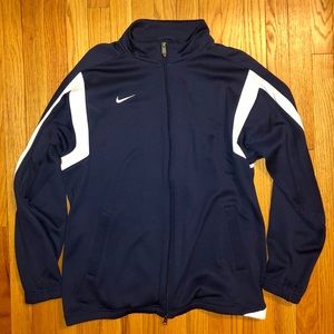 Nike Blue & White Zip Up Track Jacket, Size Large